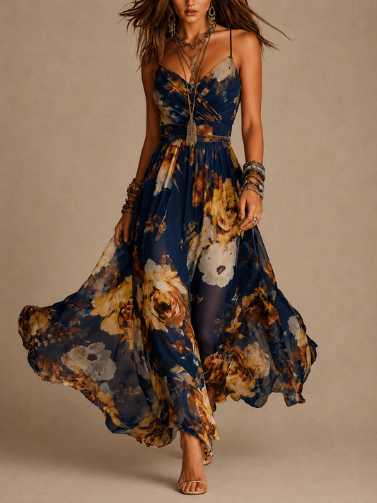 Dulce - Vestido largo floral con tirantes