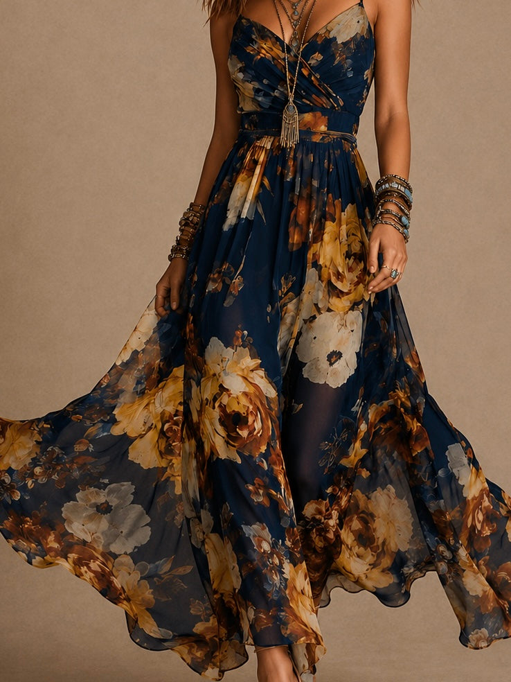 Dulce - Vestido largo floral con tirantes